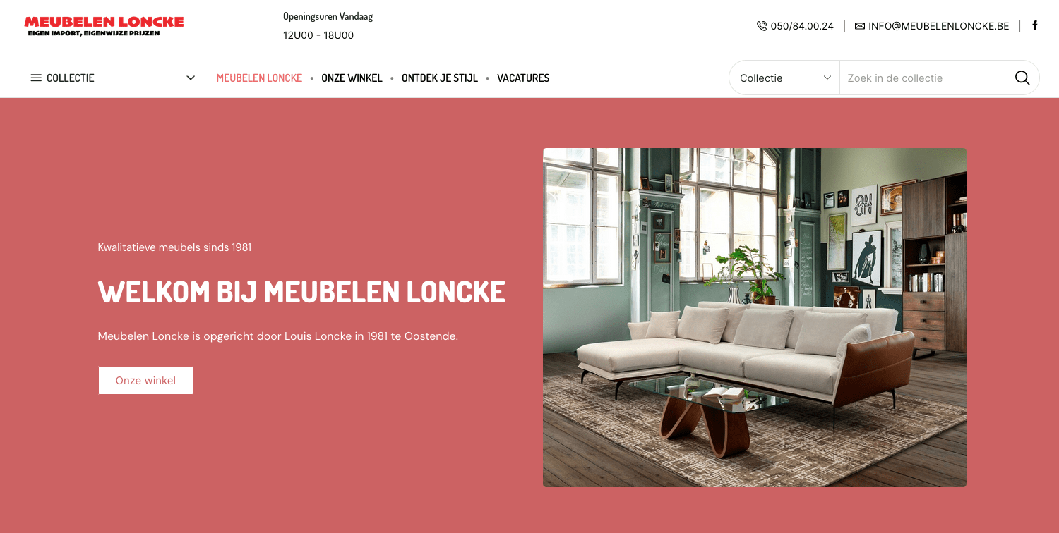 Meubelen Loncke | Website met webshop als catalogus