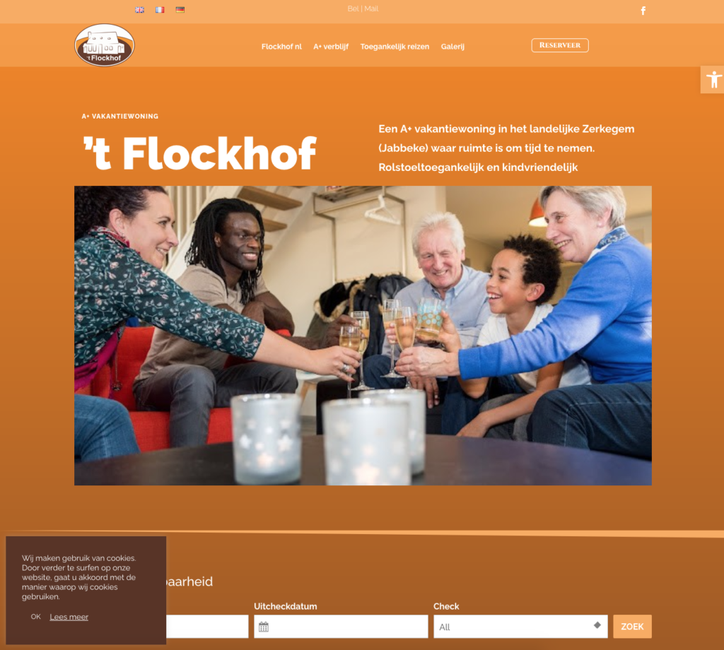 Meertalige website met boekingssysteem voor 't Flockhof in Jabbeke