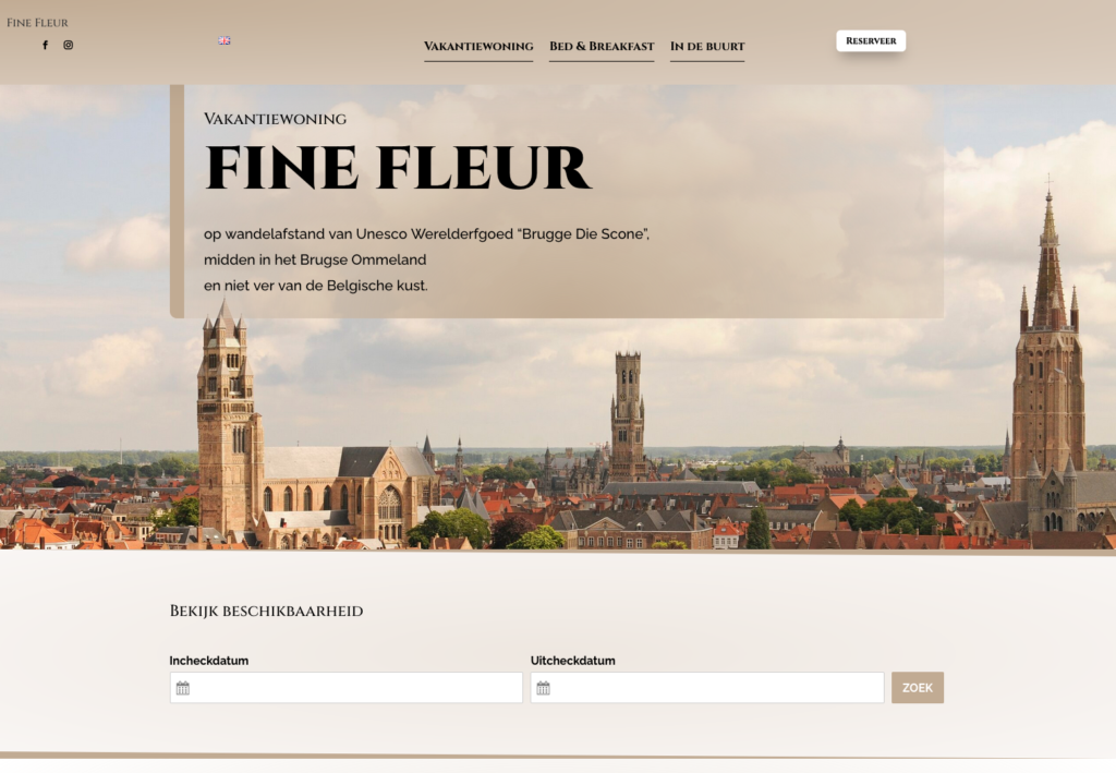 fine fleur brugge, Website met online boekingssysteem, online reservatiesysteem, commisievrije boekingen, boekingen zonder commissie, reservaties zonder commissie, goedkoop online boekingssysteem, zelf boekingen beheren, bed & breakfast, b&b, vakantiewoning, vakantiehuis, brugge, sint-andries, sint-michiels, sint-kruis, assebroek, sint-jozef, oostkamp, loppem, zedelgem, zuienkerke, zeebrugge, blankenberge, damme, sijsele, Jabbeke, dehaan, wenduine, bredene, oostende